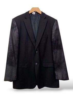 Pal Zileri LAB Men’s Black Statement Blazer Shiny Contrast Sleeves Wool Blend 54
